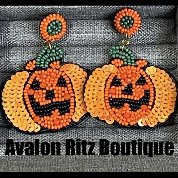 🎉🎃Halloween Pumpkin Beaded Sequined Earrings - Picture 1 of 1